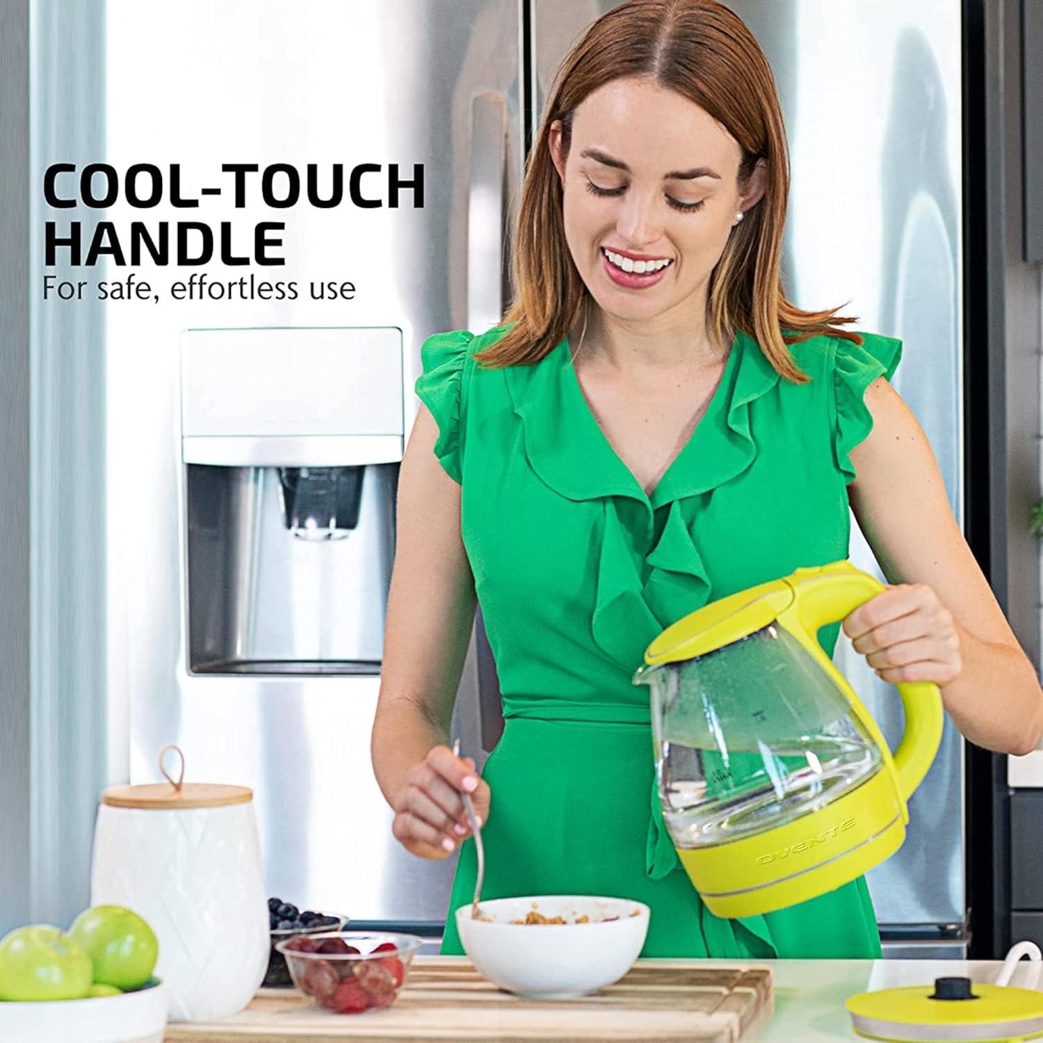 image:imageOVENTE Electric Kettle 15L Borosilicate Glass Countertop Water Heater and Boiler for Coffee or Tea BPAFree Auto ShutOff BoilDry Protection Removable and Washable Spout Filter Purple KG83PGreen