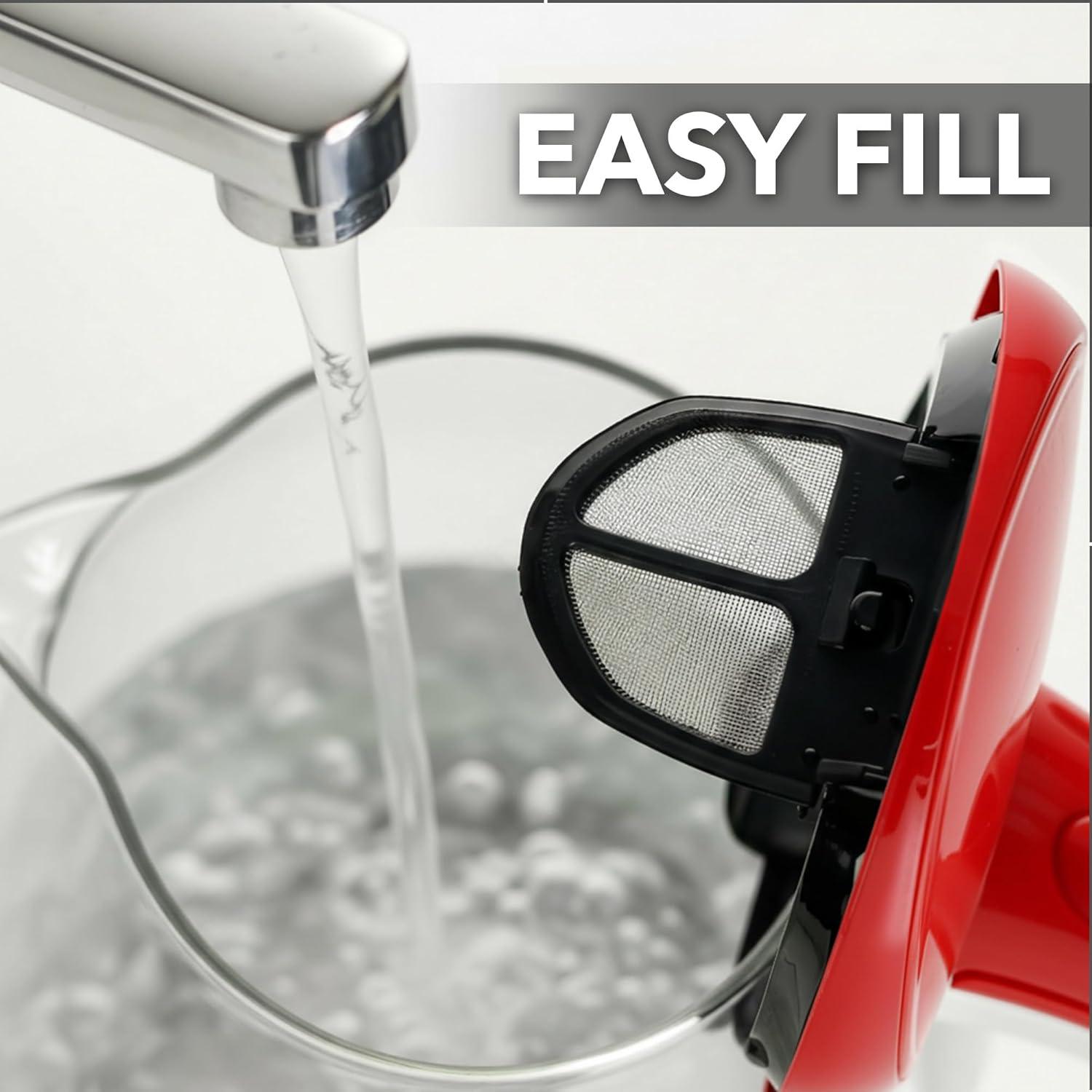 image:imageOVENTE Electric Kettle 15L Borosilicate Glass Countertop Water Heater and Boiler for Coffee or Tea BPAFree Auto ShutOff BoilDry Protection Removable and Washable Spout Filter Purple KG83PRed