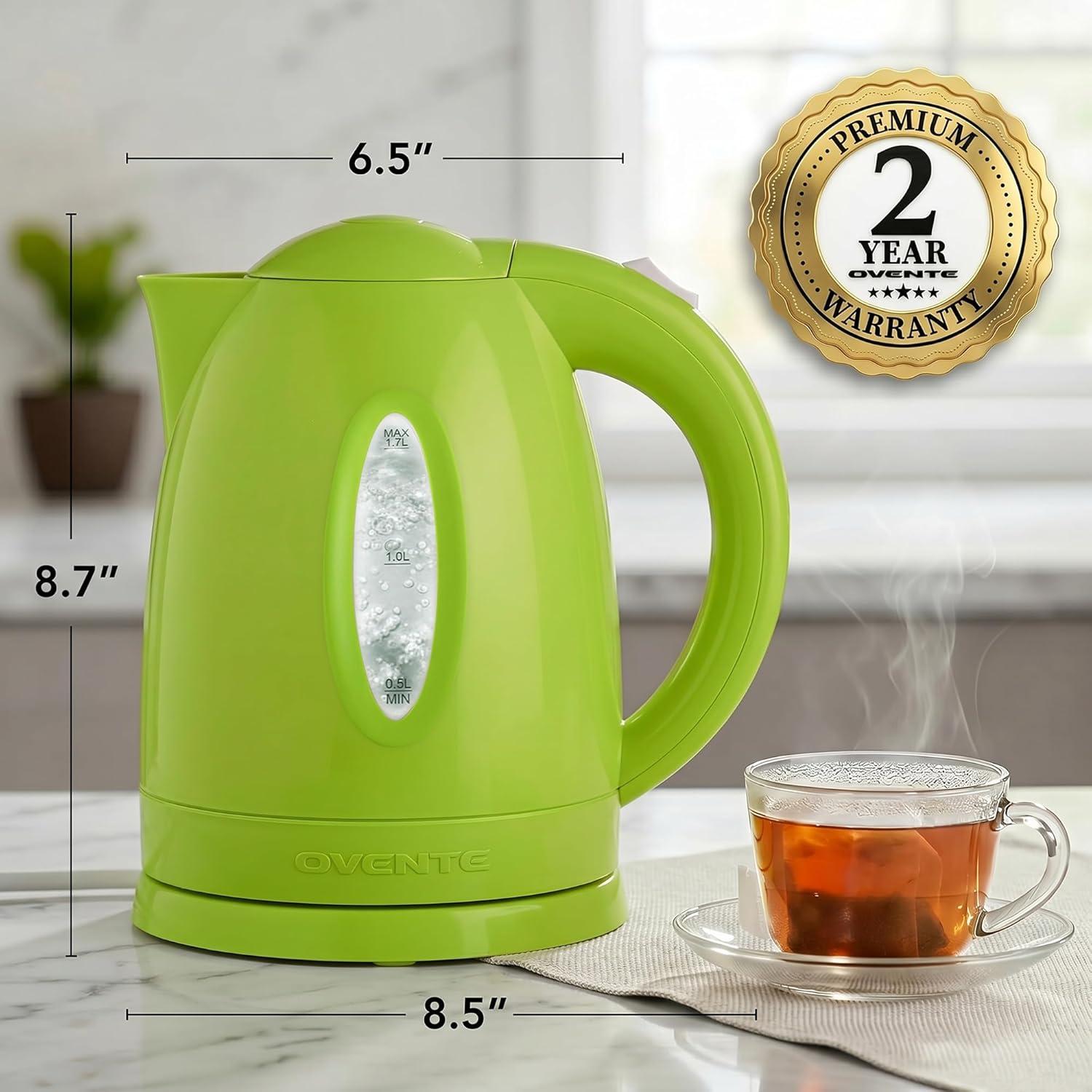 image:imageOVENTE Electric Kettle 17L Fast Boiling Water Heater for Coffee or Tea BPA Free with Water Level Gauge Auto ShutOff BoilDry Protection Indicator Light and Removable Filter Black KP72BGreen