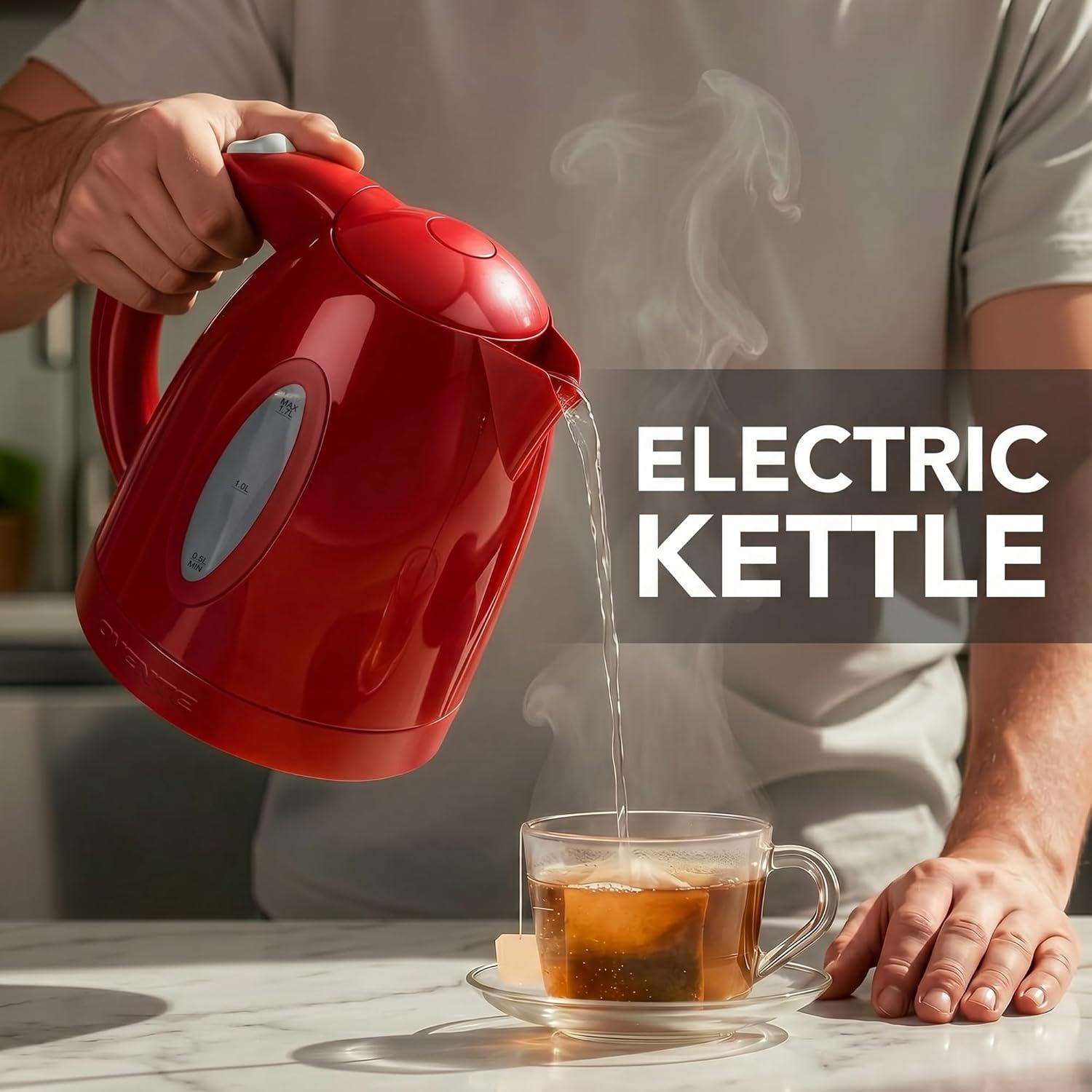 image:imageOVENTE Electric Kettle 17L Fast Boiling Water Heater for Coffee or Tea BPA Free with Water Level Gauge Auto ShutOff BoilDry Protection Indicator Light and Removable Filter Black KP72BRed