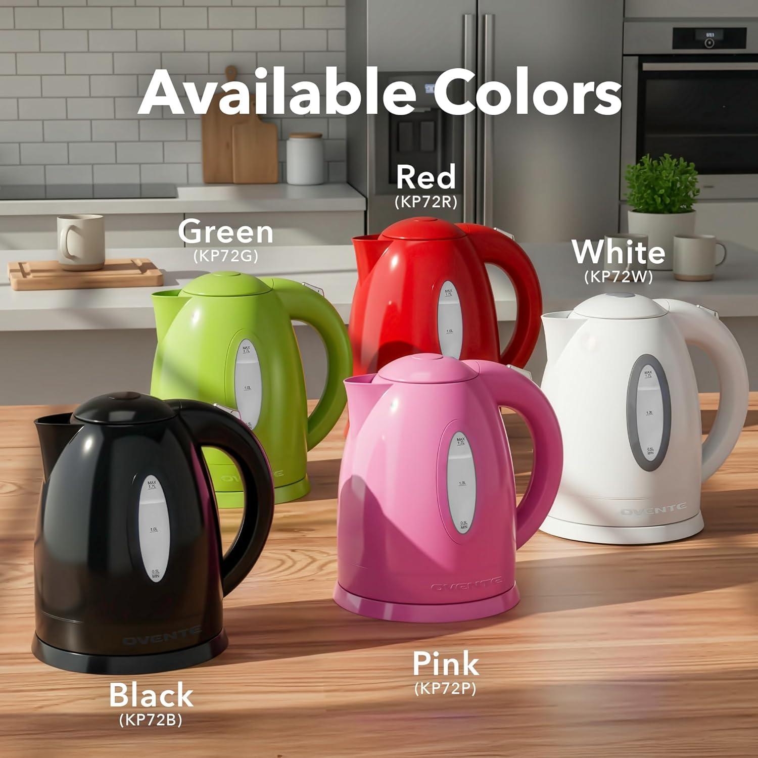 image:imageOVENTE Electric Kettle 17L Fast Boiling Water Heater for Coffee or Tea BPA Free with Water Level Gauge Auto ShutOff BoilDry Protection Indicator Light and Removable Filter Black KP72BBlack