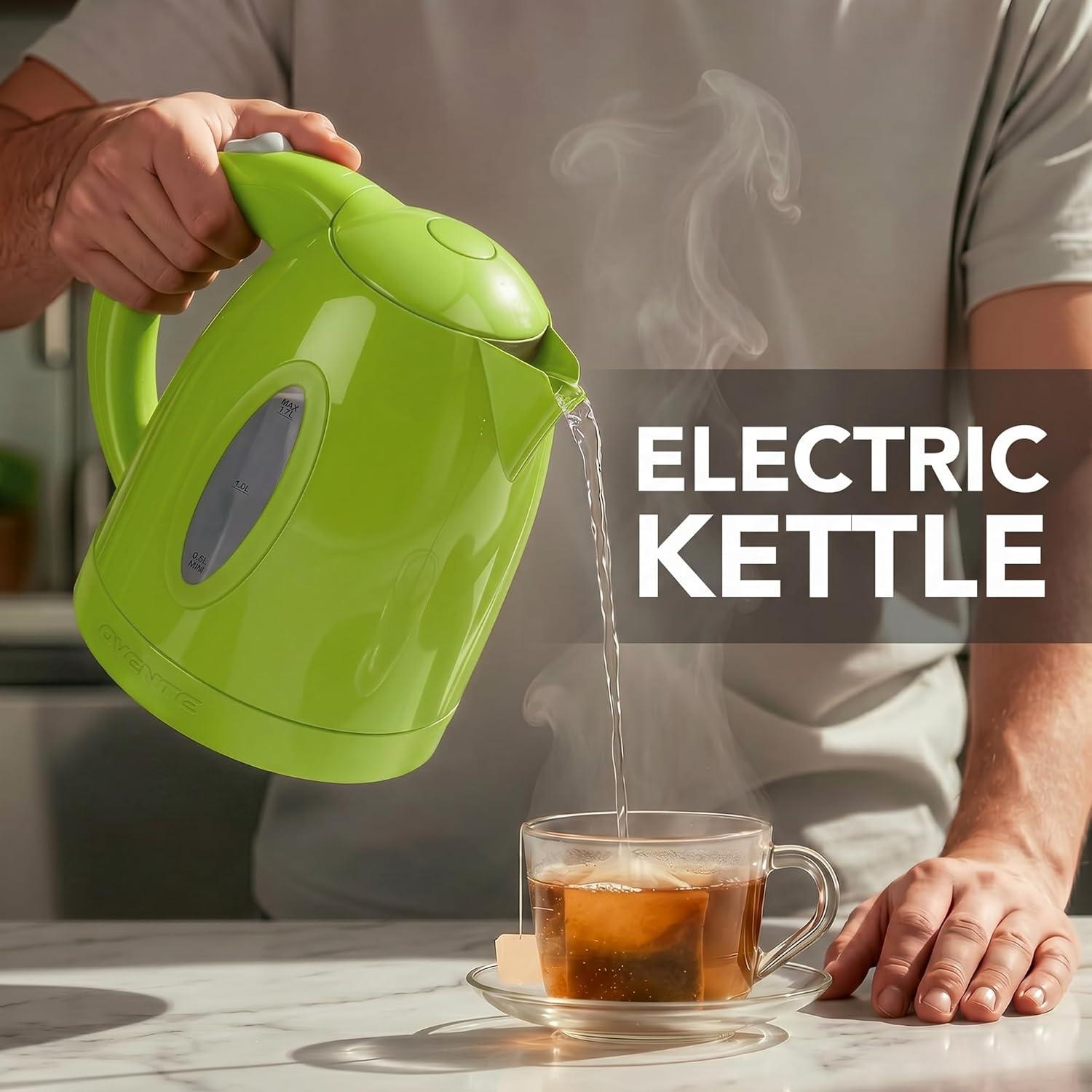 image:imageOVENTE Electric Kettle 17L Fast Boiling Water Heater for Coffee or Tea BPA Free with Water Level Gauge Auto ShutOff BoilDry Protection Indicator Light and Removable Filter Black KP72BGreen