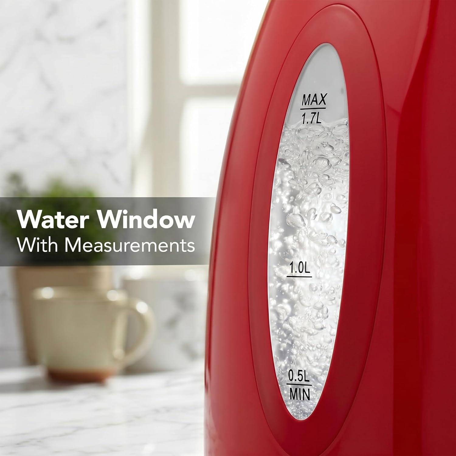 image:imageOVENTE Electric Kettle 17L Fast Boiling Water Heater for Coffee or Tea BPA Free with Water Level Gauge Auto ShutOff BoilDry Protection Indicator Light and Removable Filter Black KP72BRed