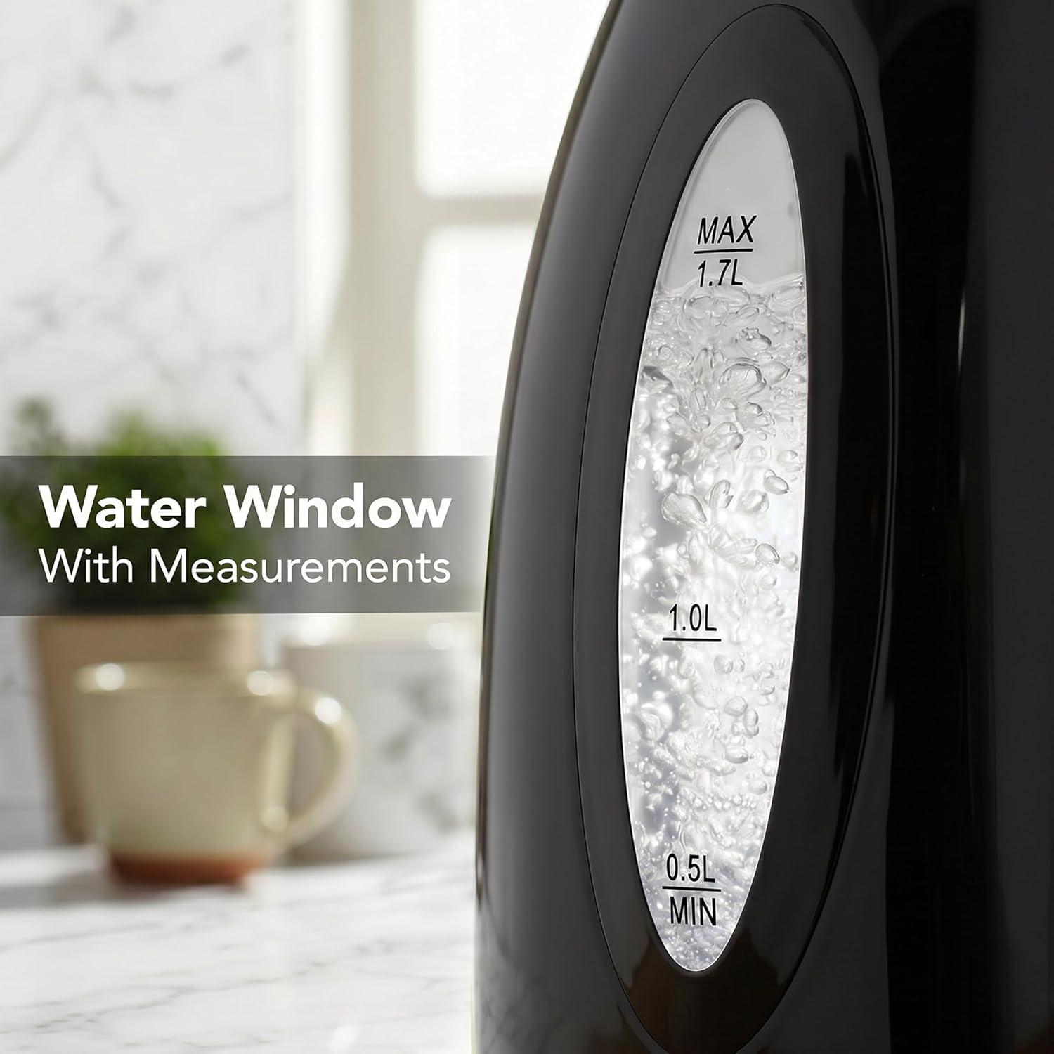 image:imageOVENTE Electric Kettle 17L Fast Boiling Water Heater for Coffee or Tea BPA Free with Water Level Gauge Auto ShutOff BoilDry Protection Indicator Light and Removable Filter Black KP72BBlack