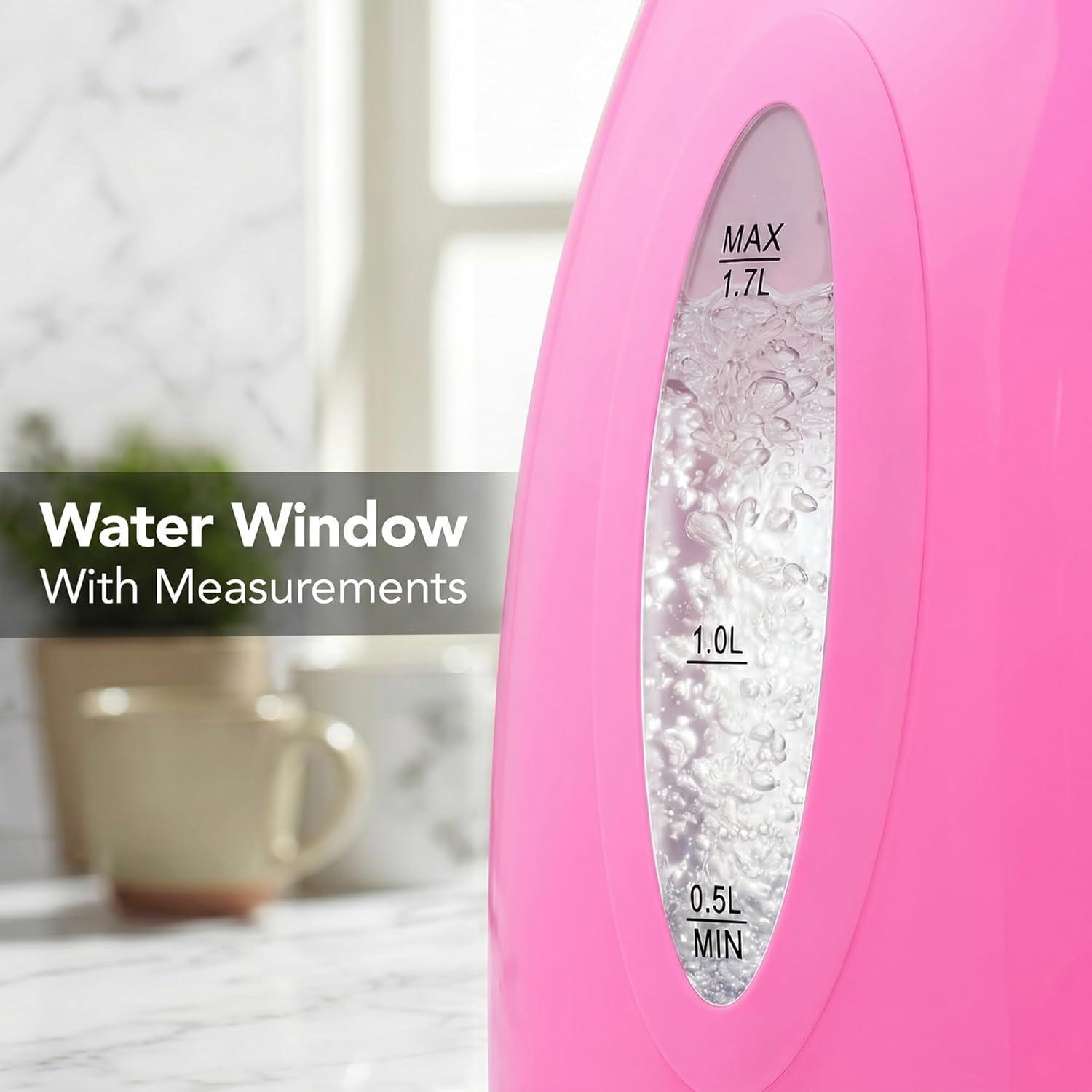 image:imageOVENTE Electric Kettle 17L Fast Boiling Water Heater for Coffee or Tea BPA Free with Water Level Gauge Auto ShutOff BoilDry Protection Indicator Light and Removable Filter Black KP72BPink