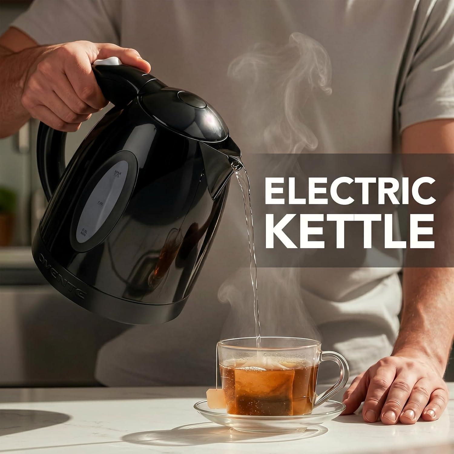 image:imageOVENTE Electric Kettle 17L Fast Boiling Water Heater for Coffee or Tea BPA Free with Water Level Gauge Auto ShutOff BoilDry Protection Indicator Light and Removable Filter Black KP72BBlack