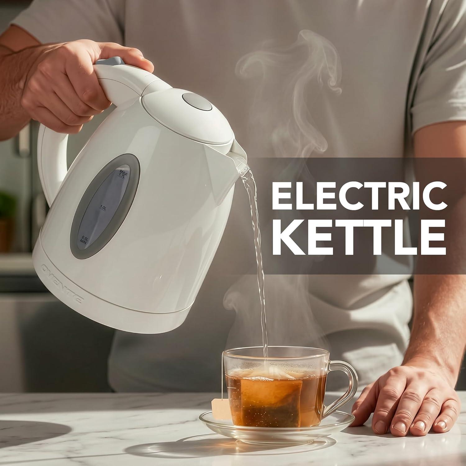 image:imageOVENTE Electric Kettle 17L Fast Boiling Water Heater for Coffee or Tea BPA Free with Water Level Gauge Auto ShutOff BoilDry Protection Indicator Light and Removable Filter Black KP72BWhite