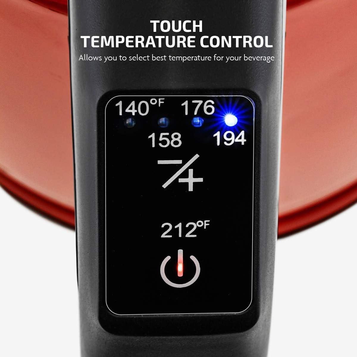 image:imageOVENTE Electric Kettle 17L Stainless Steel Water Boiler and Heater with 1100W Power Temperature Control Keep Warm Function Auto ShutOff BoilDry Protection and Cordless Serving Red KS58R