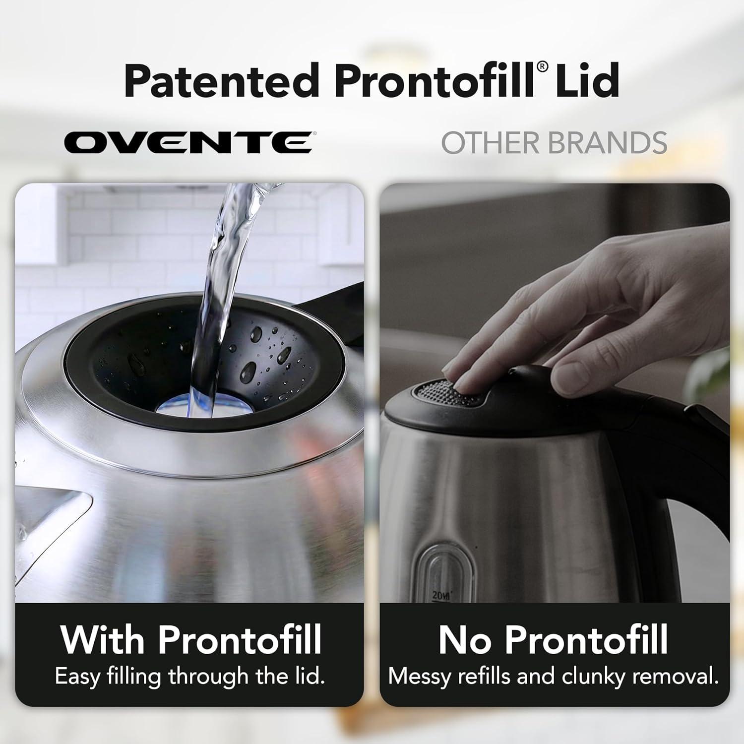 image:imageOVENTE Electric Kettle with 17L Borosilicate Glass 1500W Instant Water Boiler and Heater for Coffee or Tea BPA Free Easy to Fill Lid Auto ShutOff and Boil Dry Protection Silver KG612SSilver 18L KG921S
