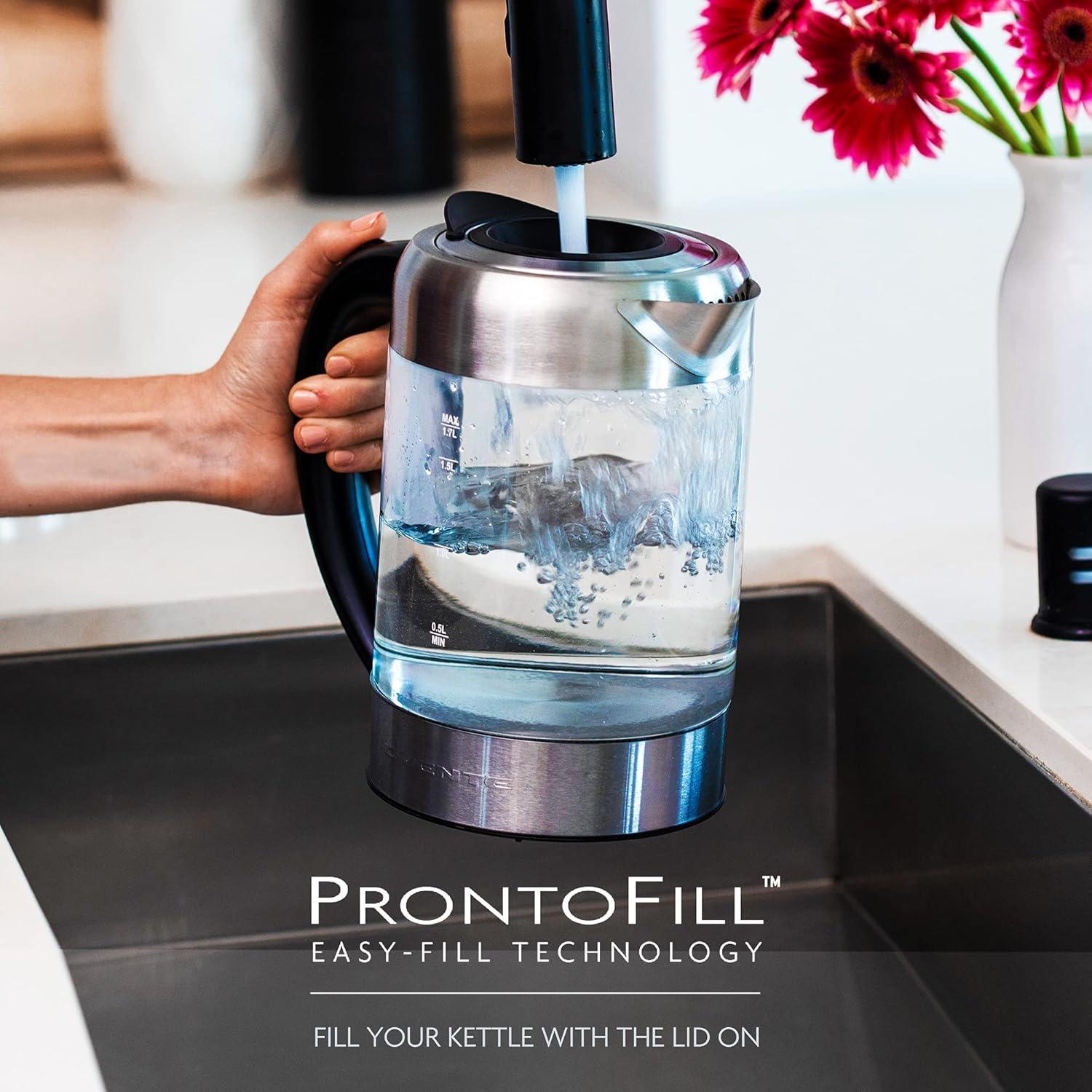 image:imageOVENTE Electric Kettle with 17L Borosilicate Glass 1500W Instant Water Boiler and Heater for Coffee or Tea BPA Free Easy to Fill Lid Auto ShutOff and Boil Dry Protection Silver KG612SSilver