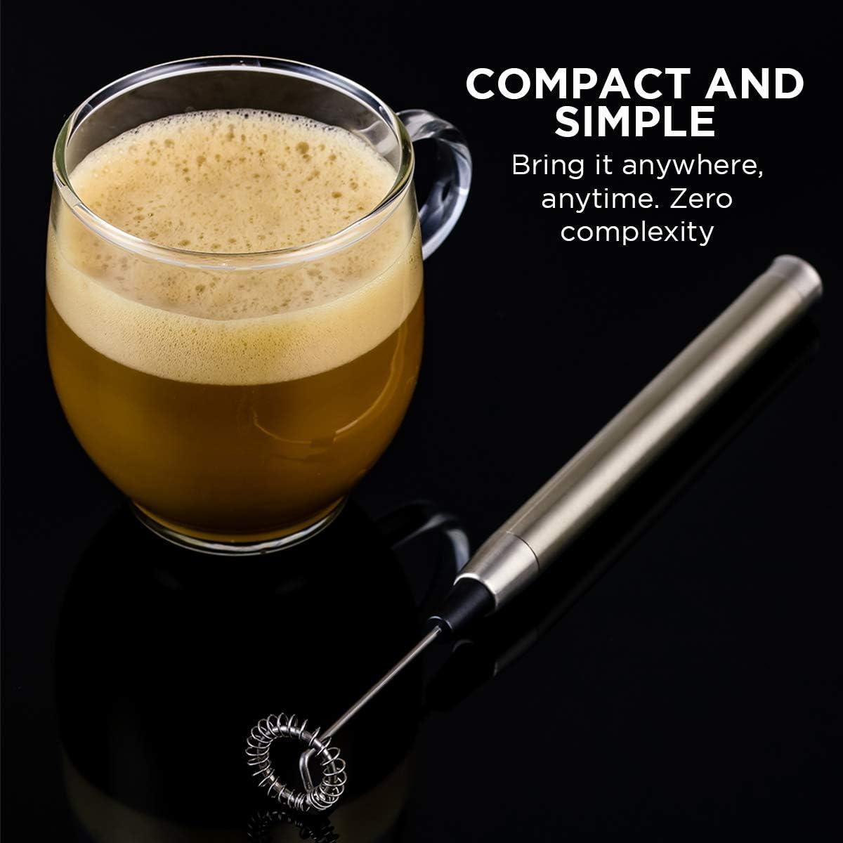 image:imageOvente 2 in 1 Silver Bundle Set with Stainless Steel Handheld Milk Frother and Vacuum Insulated 12 Ounce Travel Mug with Tea Infuser Compact and Portable Easy to Carry Perfect for the Coffee Lover