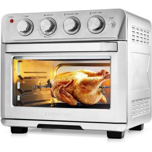 image:imageOVENTE Air Fryer Toaster Oven Combo 26 Qt Stainless Steel Countertop Convection Oven with 1700W Power and Free Accessories Perfect for Pizza Roast Bake Toast and Broil Silver OFM2025BR