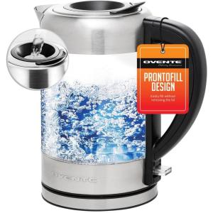 image:imageOVENTE Electric Kettle with 17L Borosilicate Glass 1500W Instant Water Boiler and Heater for Coffee or Tea BPA Free Easy to Fill Lid Auto ShutOff and Boil Dry Protection Silver KG612SSilver  17L  KG612S