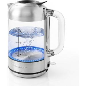 image:imageOVENTE Electric Kettle with 17L Borosilicate Glass 1500W Instant Water Boiler and Heater for Coffee or Tea BPA Free Easy to Fill Lid Auto ShutOff and Boil Dry Protection Silver KG612SSilver  18L  KG921S