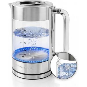 image:imageOVENTE Electric Kettle with 17L Borosilicate Glass 1500W Instant Water Boiler and Heater for Coffee or Tea BPA Free Easy to Fill Lid Auto ShutOff and Boil Dry Protection Silver KG612SSilver  17L  KG912S