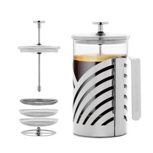 image:imageOVENTE French Press Coffee Maker 27 Ounce with Heat Resistant Borosilicate Glass Stainless Steel Design and 4Level Filter System Portable Cold Brewer Pot for Travel Camping or Gift Silver FSD27P27 Ounce