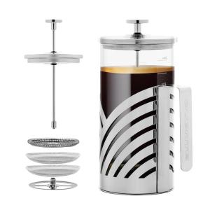 image:imageOVENTE French Press Coffee Maker 27 Ounce with Heat Resistant Borosilicate Glass Stainless Steel Design and 4Level Filter System Portable Cold Brewer Pot for Travel Camping or Gift Silver FSD27P34 Ounce