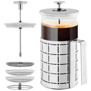 image:imageOVENTE French Press Coffee Maker 27 Ounce with Heat Resistant Borosilicate Glass Stainless Steel Design and 4Level Filter System Portable Cold Brewer Pot for Travel Camping or Gift Silver FSS27P34 Ounce