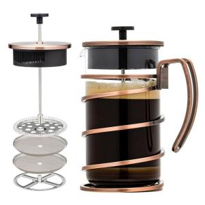 image:imageOVENTE French Press Coffee Maker 34 Ounce with Heat Resistant Borosilicate Glass Stainless Steel Design and 4Level Filter System Portable Cold Brewer Pot for Travel Camping or Gift Copper FSF34C34 Ounce
