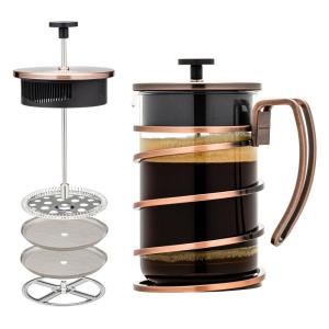 image:imageOVENTE French Press Coffee Maker 34 Ounce with Heat Resistant Borosilicate Glass Stainless Steel Design and 4Level Filter System Portable Cold Brewer Pot for Travel Camping or Gift Copper FSF34C27 Ounce