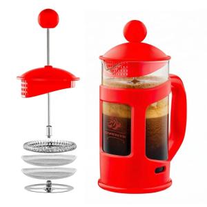 image:imageOVENTE French Press Coffee Maker 34 Ounce with Heat Resistant Borosilicate Glass amp Stainless Steel 4Level Filtration System Portable Cold Brew Coffee Maker for Travel Camping or Gift Black FPT34BRed