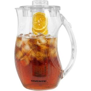 image:imageOVENTE Fruit Infusion Water Pitcher 25L85Oz with Removable Lid and Infuser Rod BPAFree Shatterproof Acrylic Beverage Jug for FlavorInfused Drinks Lemonade Juice and Iced Tea Clear PIA0852C