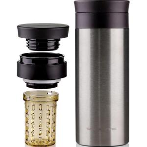 image:imageOVENTE Stainless Steel Vacuum Insulated Tumbler with Spill Resistant Lid and Fruit Infuser 16 Oz DoubleWall Water Bottle Leak Proof and Travel Friendly Mug for Hot and Cold Beverages Silver MSA16S