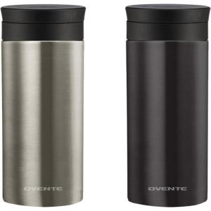 image:imageOvente Stainless Steel Vacuum Insulated Coffee Water Mug 12oz Portable Double Wall Handheld Tumbler with Tea Infuser BPAFree Spill Proof Travel Friendly for Hot Cold Beverage MSA12SG 2 Pack