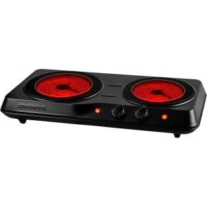 image:imageOVENTE Countertop Infrared Single Burner 1000W Electric Hot Plate with 7 Ceramic Glass Cooktop 5 Level Temperature Setting amp Easy to Clean Base Compact Stove for Home Dorm Office Black BGI101BBGI102B  Black