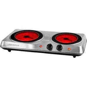 image:imageOVENTE Countertop Infrared Single Burner 1000W Electric Hot Plate with 7 Ceramic Glass Cooktop 5 Level Temperature Setting amp Easy to Clean Base Compact Stove for Home Dorm Office Black BGI101BBGI102S  Silver