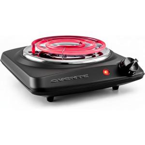 image:imageOVENTE Electric Countertop Double Burner 1700W Cooktop with 6 and 575 Stainless Steel Coil Hot Plates 5 Level Temperature Control Indicator Lights and Easy to Clean Cooking Stove Silver BGC102SBGC101B  Black