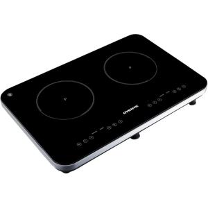 image:imageOVENTE Electric Induction Double Burner 1800W Portable Cooktop with 71 Inch Ceramic Hot Plate 8 Temperature Settings 5 Timer Levels LED Digital Display Panel amp Auto ShutOff Function Black BG61B