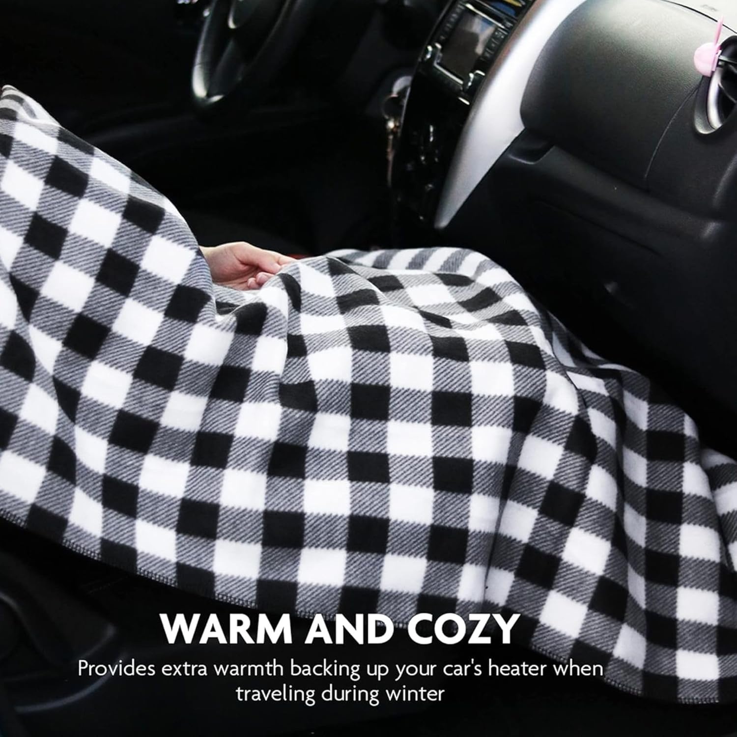 image:imageOVENTE 12Volt Heated Car Blanket Portable Electric Blanket with Temperature Control amp Overheat Protection 39x57 Winter Heating Blanket for Truck SUV RV Camping or Travel Black Plaid BL4602BW