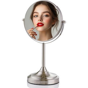 image:imageOVENTE 7 Tabletop Makeup Mirror with 1X7X Magnification 360 Swivel Design and DoubleSided FreeStanding Vanity Mirror Perfect for Dresser Bedroom and Office Desk Polished Chrome MNLCT70CH1X7XNickel Brushed