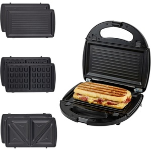 image:imageOVENTE Electric Sandwich Maker with NonStick Plates Indicator Lights Cool Touch Handle Easy to Clean and Store Perfect for Cooking Breakfast Grilled Cheese Tuna Melts and Snacks Black GPS401BGPI302B