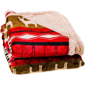 image:imageOVENTE Sherpa Throw Blanket for Couch 50x60 Thick and Warm Blanket for Winter Soft Fuzzy Plush Throw Gift or Sofa Couch Cover for Christmas or Holiday Season with Reindeer Design Red BLN4688
