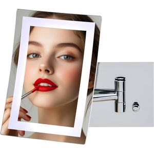 image:imageOVENTE Wall Mounted Lighted Makeup Vanity Mirror 9 Hard Wired Double Sided 1X7X Magnifying Bathroom Mirror Dimmable LED Lights 360 Rotation and 14 Extendable Arm Rubbed Bronze MPWD3185BZ1X7XPolished Chrome
